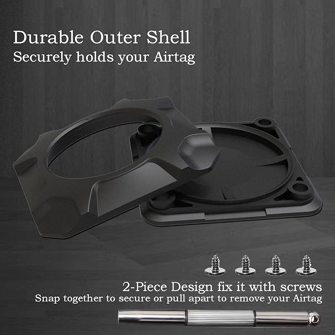 for Airtag Holder Strong Case Stick-On Mount Protective Pasteable Accessories for Air Tag Case with Apple AirTag Hidden Protective Location Tracker (4 Packs Black)