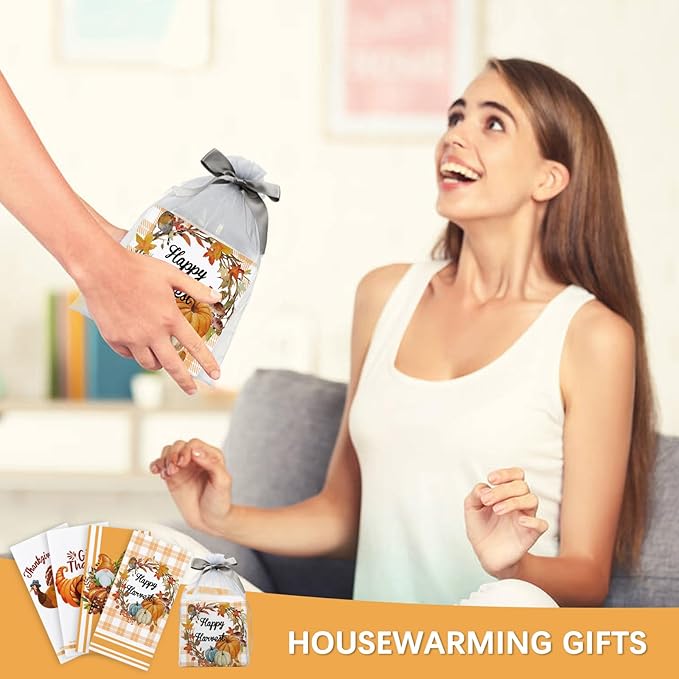Niallant Thanksgiving Pumpkin Dish Towels - Funny Kitchen Tea Towels for Drying Dishes, Housewarming Gifts