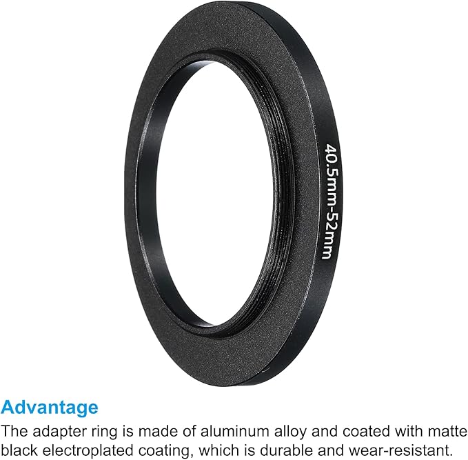 PATIKIL 40.5mm-52mm Metal Step Up Ring, 2 Pack Camera Lens Filter Adapter Ring Aluminum Filter Adapter Ring for Camera Lenses Hood, Black
