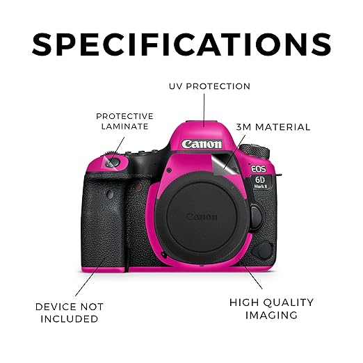 Camera Skin Compatible with Canon EOS 6D Mark II Camera (2017) - Solid Hot Pink - Premium 3M Vinyl Protective Wrap Decal Cover - Easy to Apply | Crafted in The USA by MightySkins
