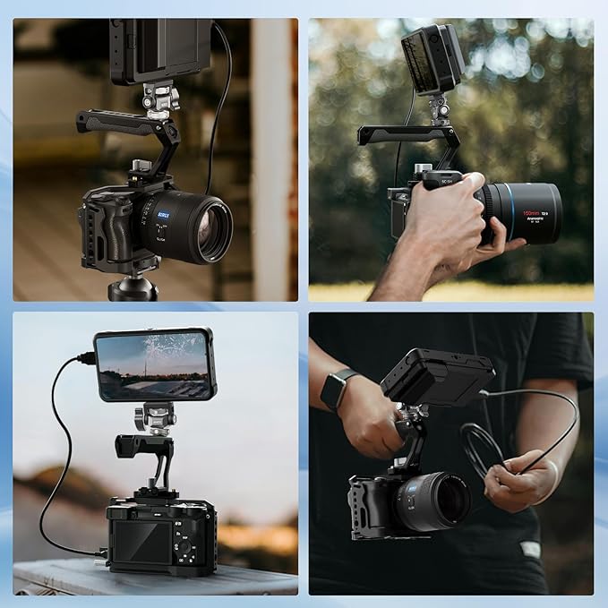 Sirui Camera Monitor Mount with Cold Shoe Base, 360°Swivel and 180°Tilt Adjustable Field Monitor Holder for 5" and 7" Monitor, Adjustable Tension, AM-MT01