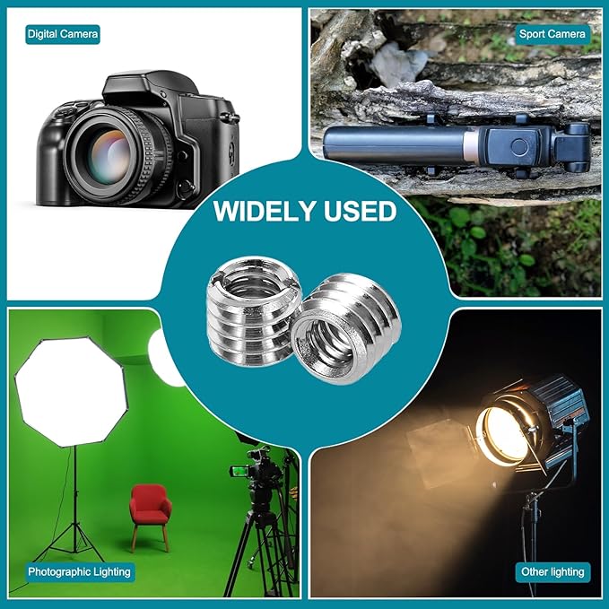 PATIKIL 6pcs 1/4" Female to 3/8" Male Thread Reducing Adapter Tripod Mount Screw Carbon Steel Adapter for Tripod Monopod of Camera Silver