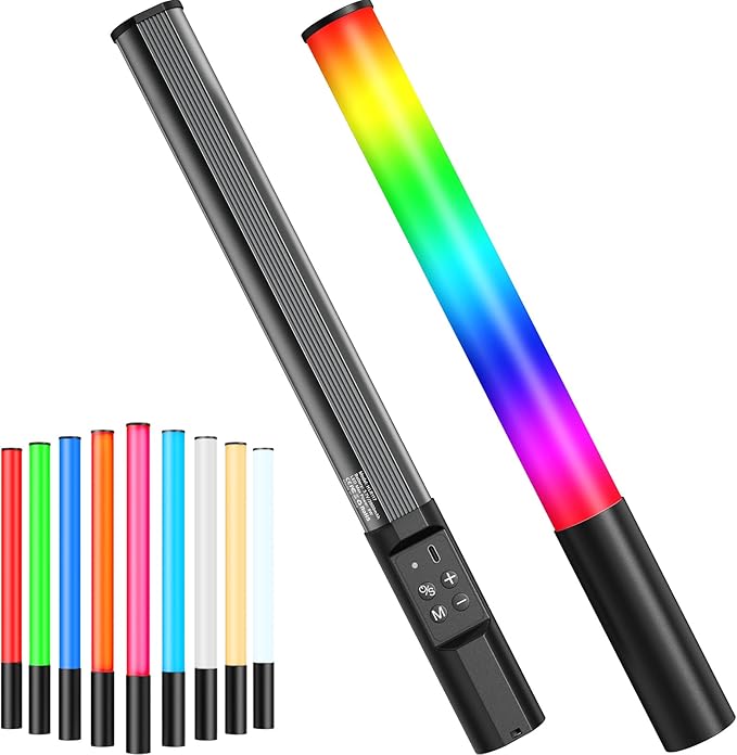 Handheld RGB Studio Tube Light with 1000 Lumens & Rechargeable 2600mAh Battery & Adjustable Brightness & Color, LED Light Stick for Photography, Video, Gaming