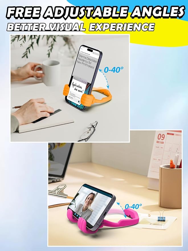 Easter Basket Stuffers for Teens Girls Boys Kids Adults Gifts Cell Phone Stand: UPGRADE Adjustable Thumbs Up Lazy Phone Holder for Desk Fun Gadgets Birthday Gift Ideas for Teenager Women Trendy Stuff