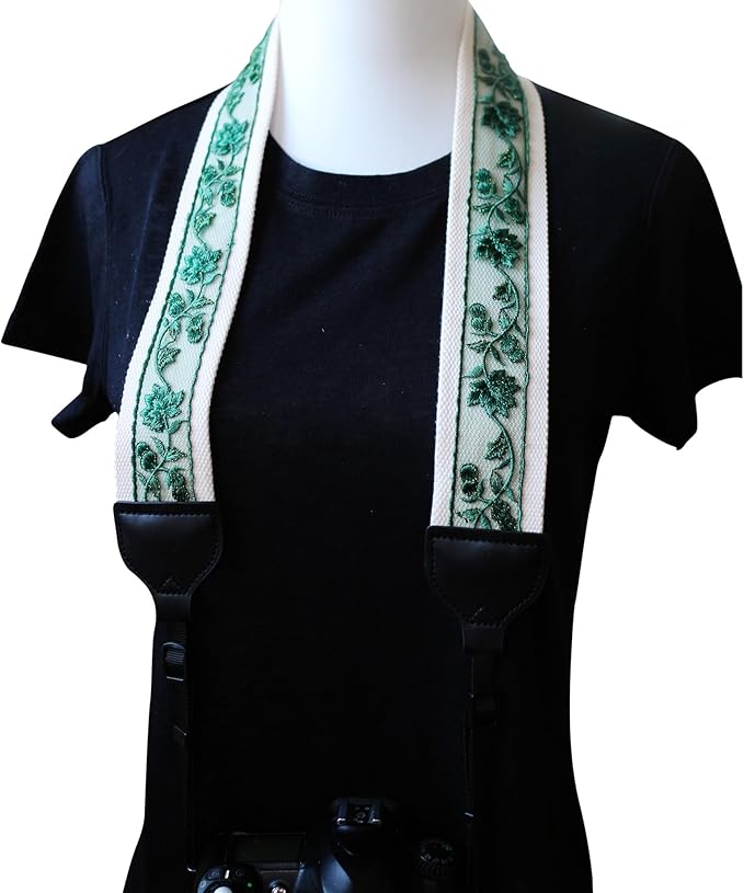 UNIKSTRAP Original Design Adjustable Camera Strap Green Lace, 2 Inch (5cm) Width, Fit for Canon Nikon Sony Interchangeable Lens Digital Camera/DSLR