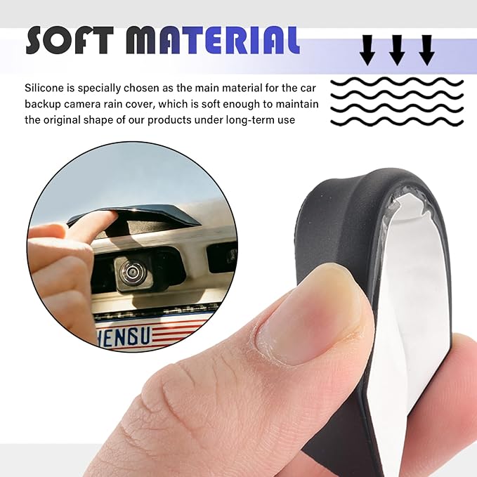 New Car Backup Camera Rain Shield,Wider & Longer Backup Camera for Car Rain Shield to Block Rains Water,Silicone Cars Rear View Backups Cameras Cover with Adhesive Backing