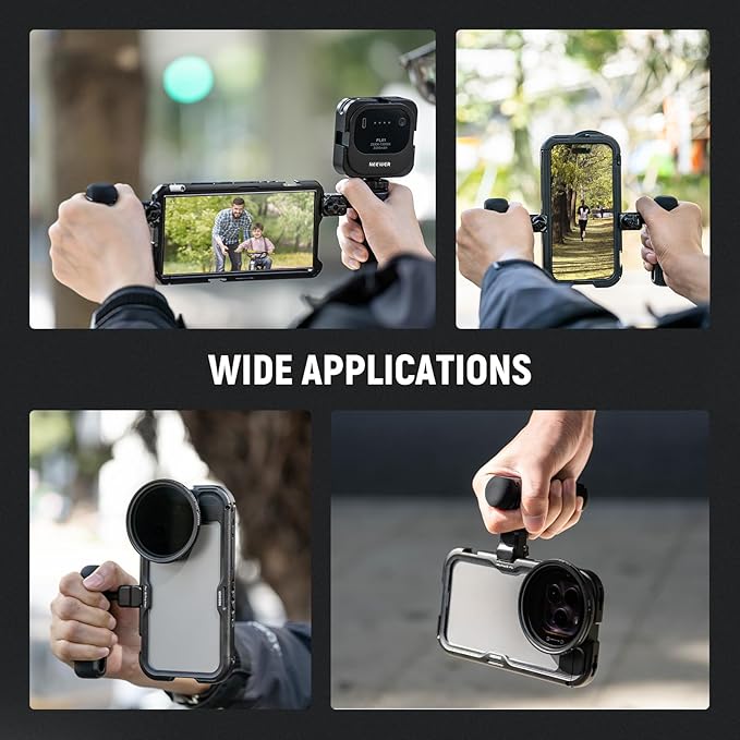 NEEWER Quick Release Side Handle Only for 2nd Gen Phone Cages PA043 PA044 for iPhone 15 Pro Max/15 Pro, PA042 for Samsung S24 Ultra, with Covered Cold Shoe, Anti Off Pin, Black Lock, PA045B