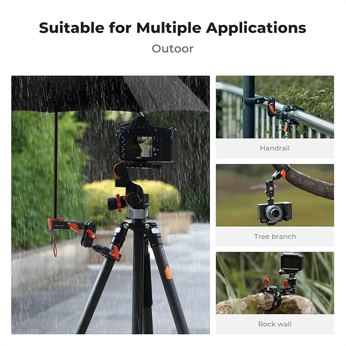 K&F Concept Magic Arm with Super Clamp + Double Camera Super Clamp for Chair, Pole, Tripod, 1/4" Threads Max Load Capacity 1.5KG
