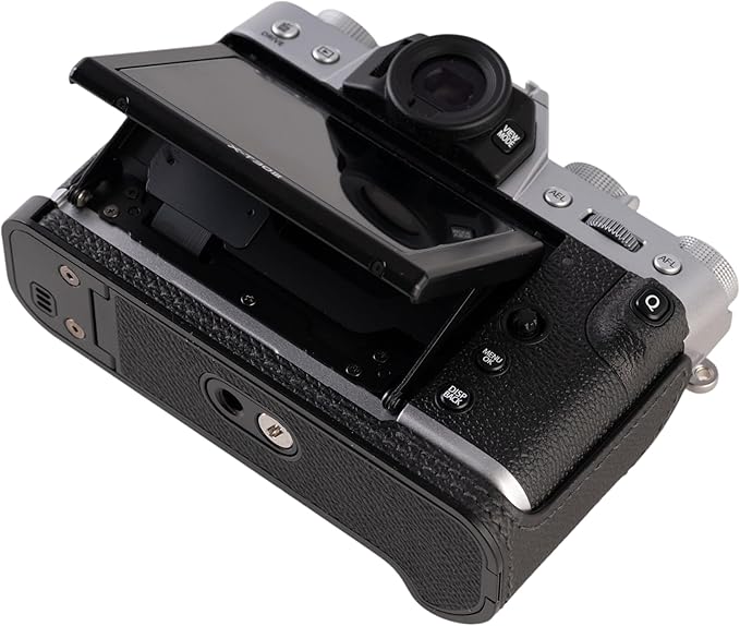 Handmade Genuine Leather Camera Half Case for FUJIFILM X-T30III /FUJIFILM X-T30III Camera Case/FUJIFILM X-T30III Case - Top Layer Cowhide Body + Metal Base Plate (Black)