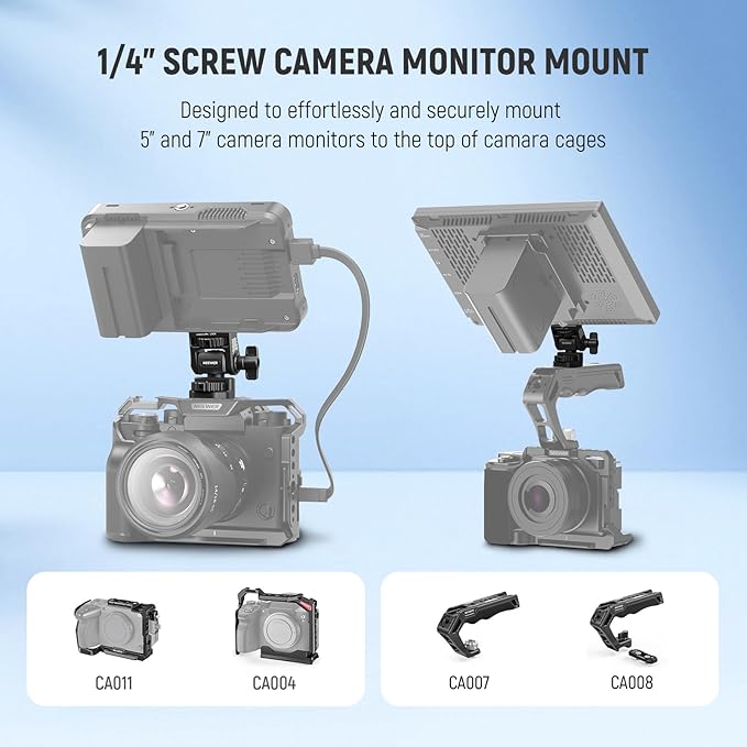 NEEWER Field Monitor Mount Monitor Holder with 1/4" Screw, 360° Swivel, 180° Tilt, Anti Twist Screw Compatible with Atomos Ninja 5" & 7" Camera Monitor Compatible with SmallRig Camera Cage, MA021