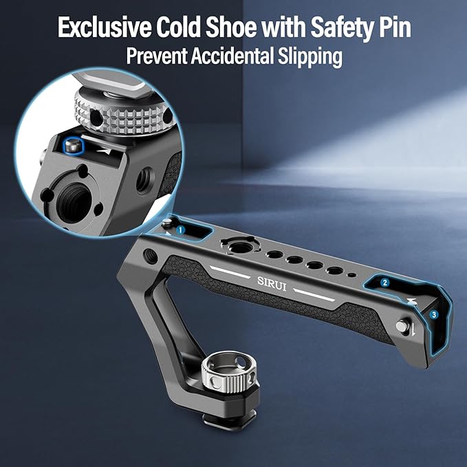 SIRUI Cold Shoe Mount Camera Top Handle, Universal Camera Cage Top Hand Grip with Anti-Off Designed Cold Shoe Adapter, and Multiple Mounting Points, AM-THC