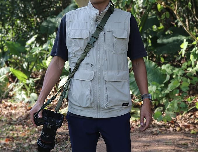 Camera Shoulder Strap Quick Release with Safety Tether, Unique Adjustable Camera Neck Strap for Nikon for Sony for Canon for Olympus DSLR Camera - Army Green