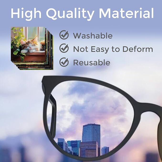 FREEBLOSS 24Pcs Microfiber Cleaning Cloth Cat Pattern Glasses Cleaner Cloths Eyeglass Cleaning Cloth Premium Thick Cloth for Glasses Oil Painting Cleaning Cloth for Window Mirrors 6.3x6.3inch