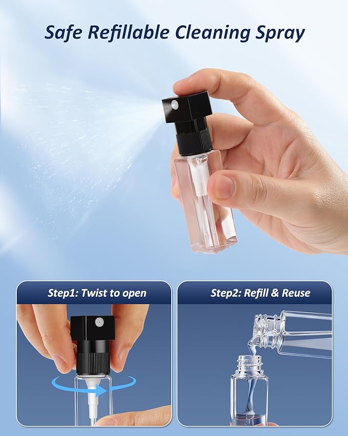 Professional Keyboard Cleaner Laptop Cleaning Kit - Keyboard Cleaning Kit for Computer MacBook iPhone AirPods iPad - Laptop Cleaner with Retractable Brush, 15ml Spray, Microfiber Cloth, Keycap Puller