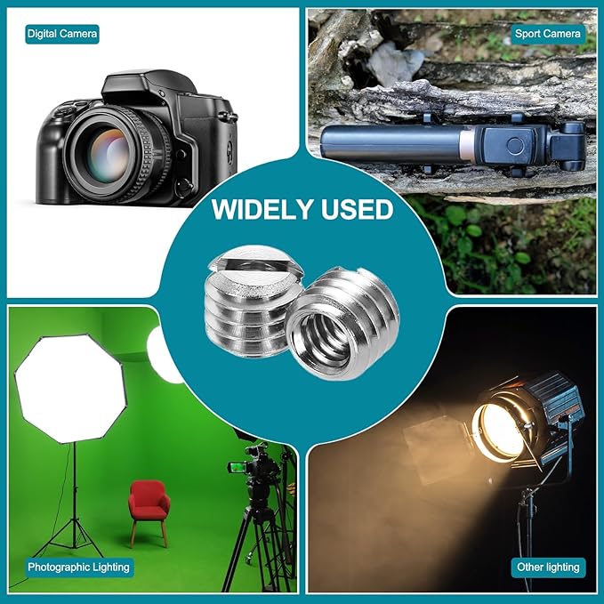 PATIKIL 6pcs 1/4" Female to 3/8" Male Thread Reducing Adapter Tripod Mount Screw Carbon Steel Adapter for Tripod Monopod of Camera, Silver