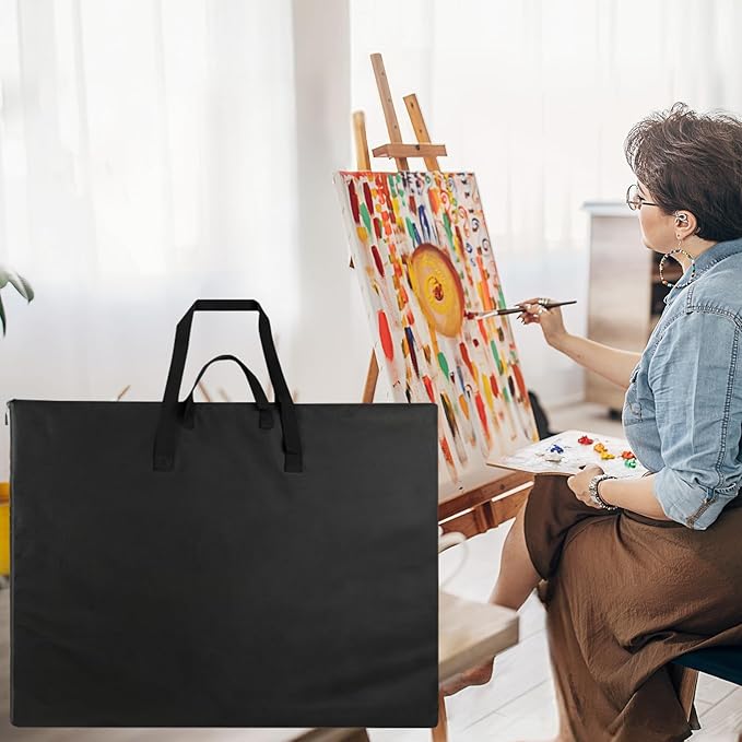 sadkew Art Portfolio Bag, 25 x 36.5 Inch Art Portfolio Cas, Black Carrying Storage Case for Poster, Sketching, and Drawing (Black)