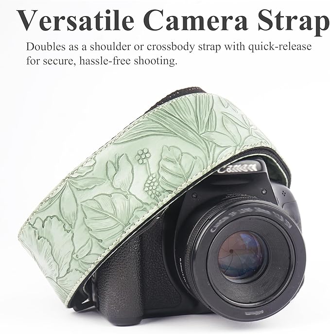QIELIZI Lifestyle Camera Strap,Vintage Adjustable Vintage Neck & Shoulder Strap for All DSLR Cameras