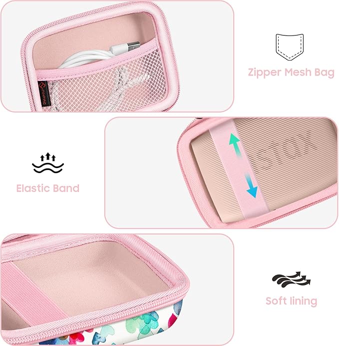 FINTIE Portable Case Compatible with Fujifilm Instax Mini Link 3 2 1 Smartphone Printer, Hard EVA Carrying Bag For Instax Mini Liplay/EVO Instant Camera, Raining Hearts