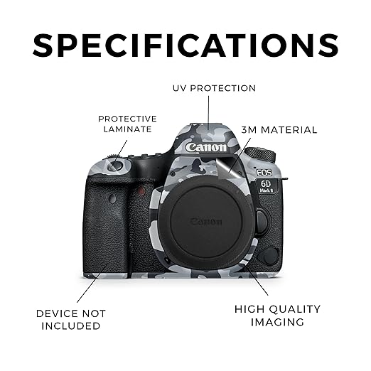 Camera Skin Compatible with Canon EOS 6D Mark II Camera (2017) - Gray Camouflage - Premium 3M Vinyl Protective Wrap Decal Cover - Easy to Apply | Crafted in The USA by MightySkins