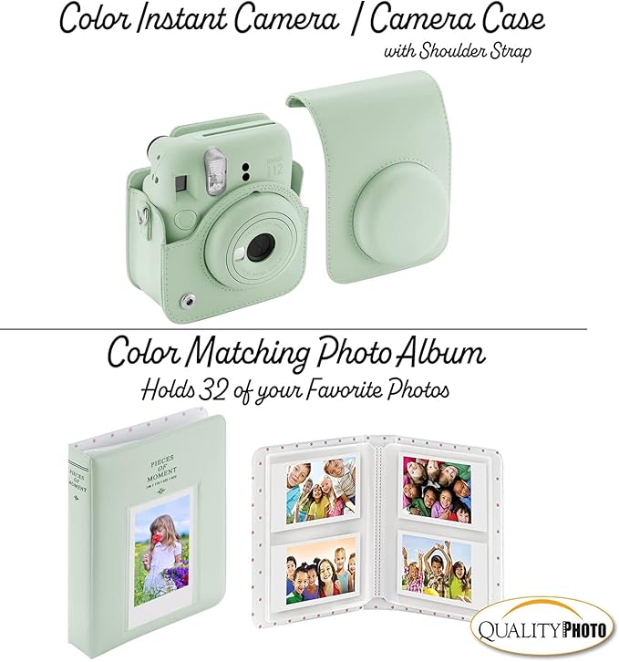 Fujifilm Instax Mini 12 Instant Camera with Case, Decoration Stickers, Frames, Photo Album and More Accessory kit (Mint Green)