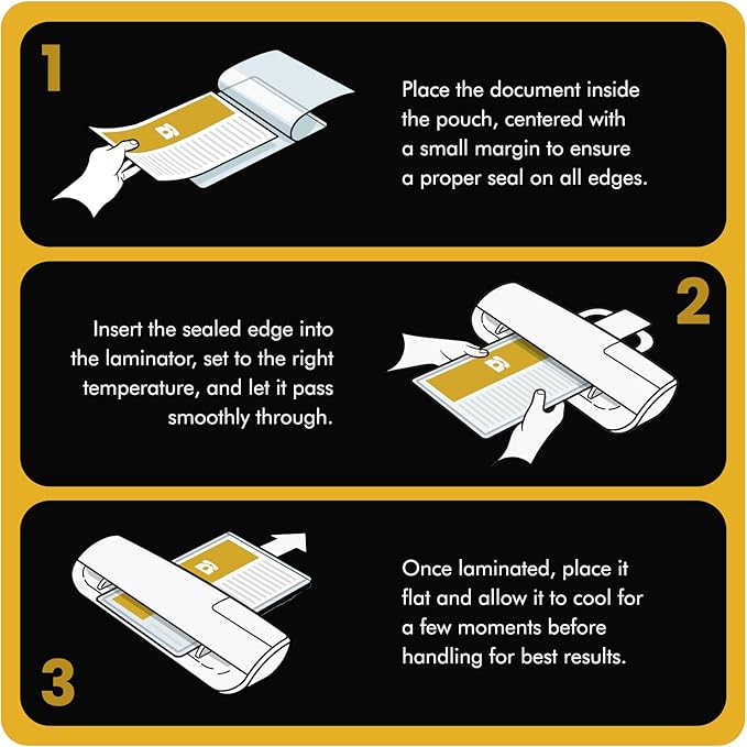 Thermal Laminating Sheets 3 Mil – Holds 8.5 x 11 Inch Documents, 9 x 11.5 Inch, 25-Lamination Pouches with Round Corners, Clear Glossy Thermal Laminating Paper for Home & Office Laminators