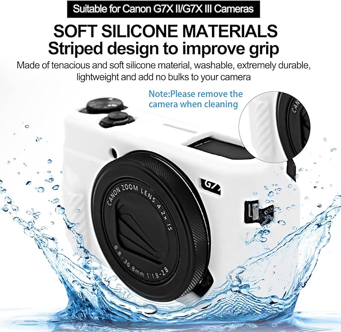 Easy Hood G7X Mark II Case G7X Camera Silicone Case, Soft Silicone Protective Cover for Canon Powershot G7X Mark II DSLR Camera (White)