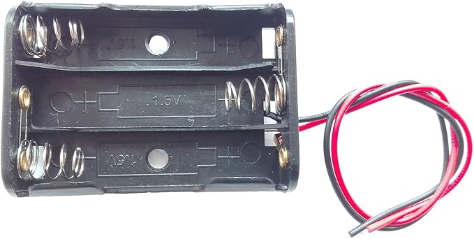 6PCS 3 x 1.5V AAA Battery Spring Clip Black Plastic 3 x 1.5V AAA Battery Case Holder Box Black Red Wire Leads