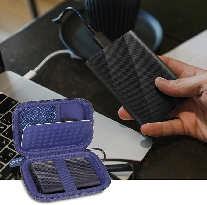 Case Compatible with Samsung T9/ T7/ T7 Shield Portable SSD 1TB 2TB 4TB External Hard Drive, Storage Travel Carrying Holder Organizer for Solid State Drives & USB Cable (Box Only)-Blue