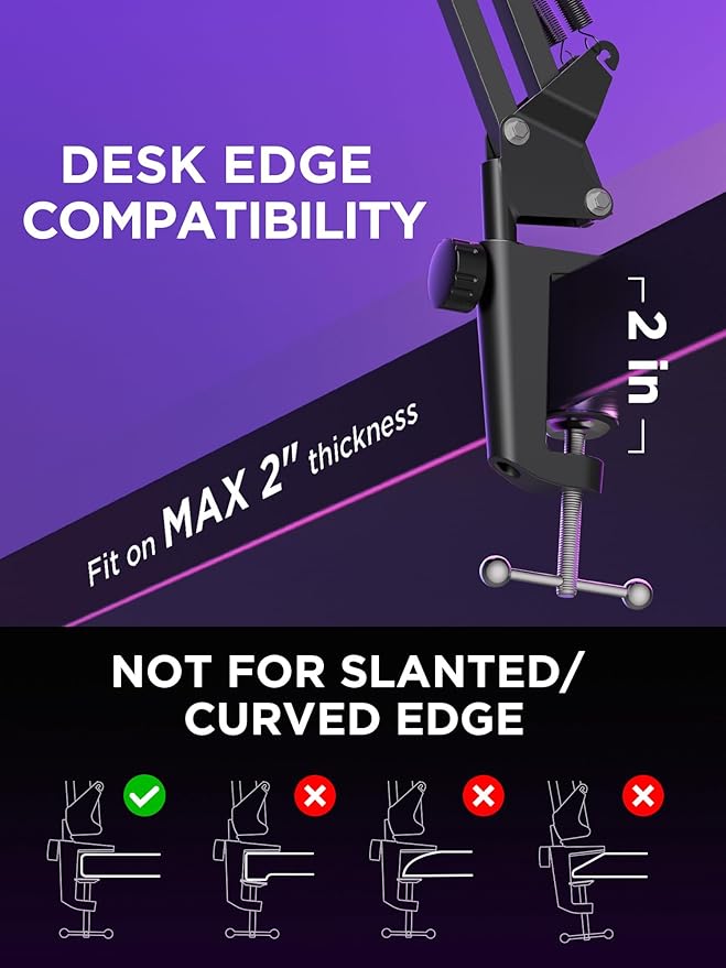 InnoGear Mic Stand for Blue Snowball and Blue Snowball iCE Boom Arm Stand with Pop Filter Microphone Holders for HyperX QuadCast SoloCast Fifine Shure SM7B and Other Mic, Max Load 1.8 KG, Large