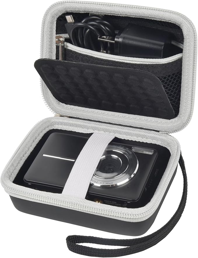 Boobowl Digital Camera Case Compatible with CAMKORY/for Lecnippy/for Lecran/for KODAK PIXPRO/for Qumcou/for WONNIE Point & Shoot Cameras, Small Compact Camera Pouch for SD Card Accessories (Black)