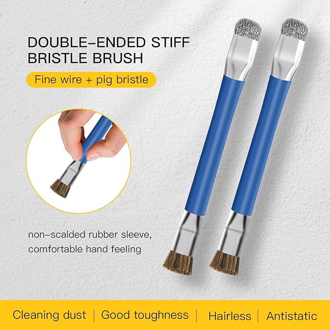 GTHUNDER 2pcs Phone Motherboard IC Cleaning Brush,Double Head Anti-Static ESD Safe Hard Brush,Motherboard Cleaning Tools Cleaning Brush for Computer, Mobile Phone,Watch Etc Circuit Board Cleaner-Blue