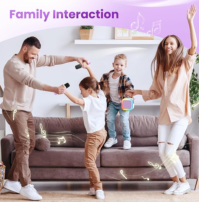 Mini Karaoke Machine for Kids Adults, Portable Bluetooth Speaker with 2 Wireless Karaoke Mics Player,2026 TOP Birthday Gifts Toys for Girls 3,4, 5, 6, 7, 8+Years Old Toddler(Light Purple)