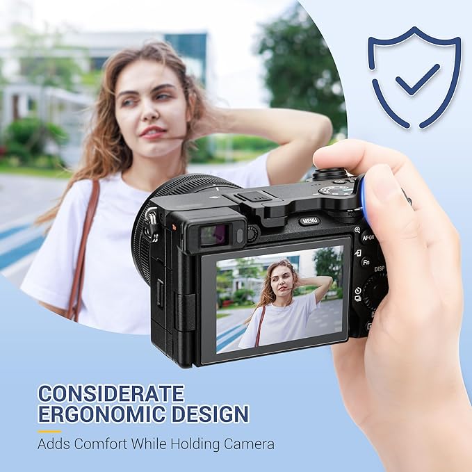 JJC Foldable A6700 Thumb Up Grip for Sony A6700 Camera, Aluminum Alloy Metal Alpha A6700 Thumb Grip with Hot Shoe Cover Protector Thumb Rest Support Holder, Not Affect The Use of A6700 Camera Buttons