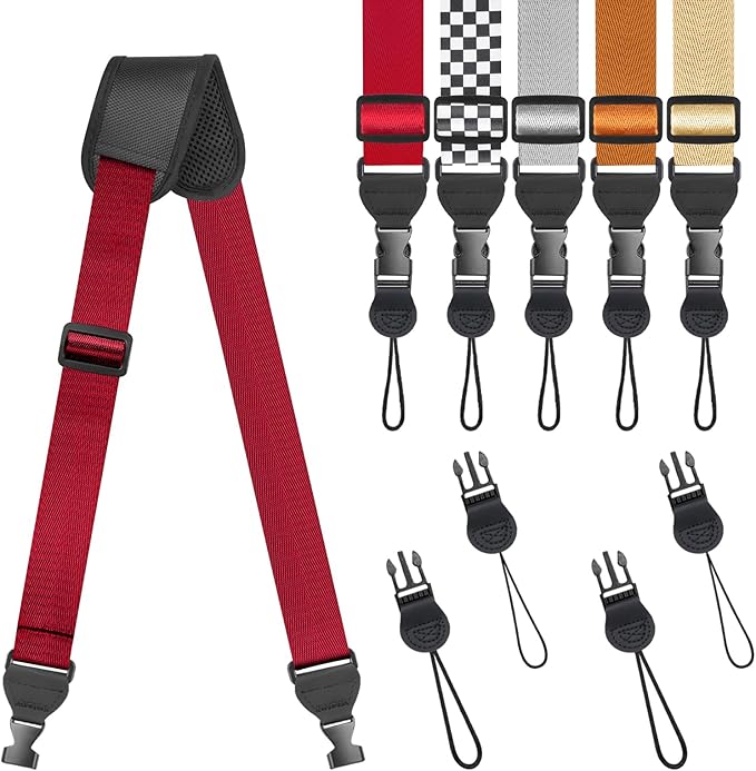 Universal Shoulder Strap, Sandwich Mesh Padded Neck Lanyard, Replacement Comfortable Bag Strap for Camera, Cellphone Tablet,iPad, Laptop, Luggage Bag, Binocular(Red)
