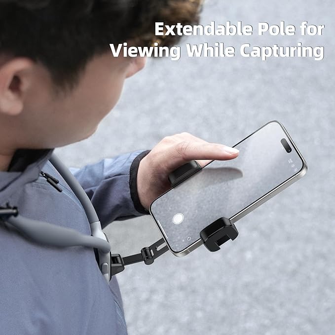 TELESIN° Neck Phone Holder POV/Vlog Neck Mount for Phones with Phone Clip, Hands Free Phone Neck Holder w Chest Strap Neck Selfie Mount Video Recording for iPhone Samsung Google Pixel and All Phones