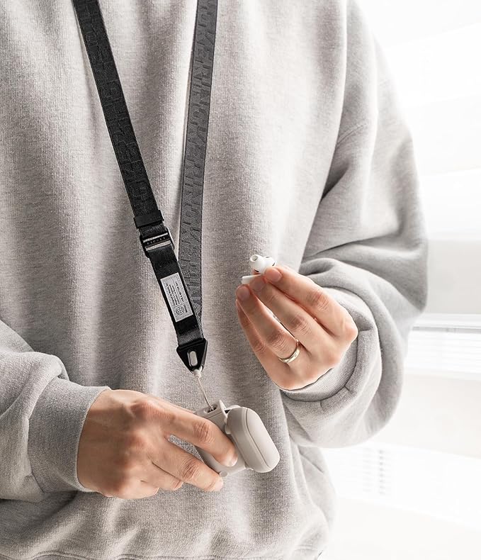 Ringke Lanyard Strap [One-Touch Buckle] Designed for Camera Strap and Phone Strap, Adjustable Sturdy Universal Neck Strap Compatible with Camera and Phone Case - Lettering Black 3