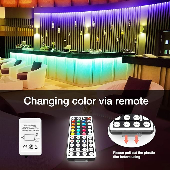 DAYBETTER Led Lights for Bedroom 100 ft, Led Strip Lights with Remote 44 Keys, 24 V Power Supply, Color Changing Led Light for Room Decor