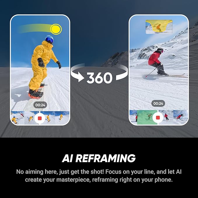 Insta360 X5 Ski Bundle - Waterproof 8K 360 Camera, Invisible Selfie Stick Effect, Leading Low Light, Rugged & Replaceable Lens, 3-Hour Battery, Clear Audio, Stabilization