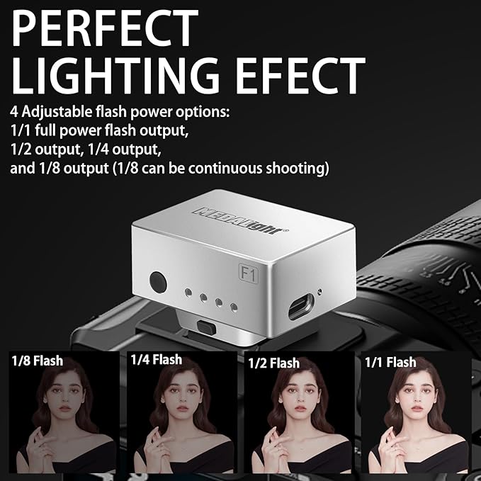 F1 Mini Camera Flash Camera Flash Speedlite for Ricoh (GR3/GR3X,etc.) Fuji/Sony ZV1/Nikon/Canon,Digital Film Cameras,Portable Mini hot Shoe Flashlight for DSLR Cameras.(Silver)