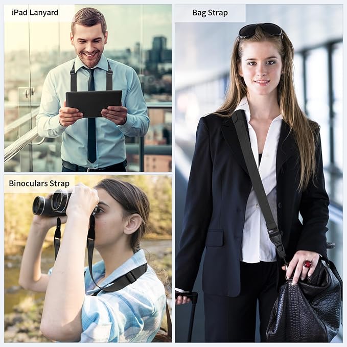 Adjustable IPad Strap, Silicone Padded Shoulder Strap, Universal Binoculars Straps, with Quick Release Buckle, Comfort Neck Strap for iPads, Cameras, Tablet Case, Binoculars (Black)