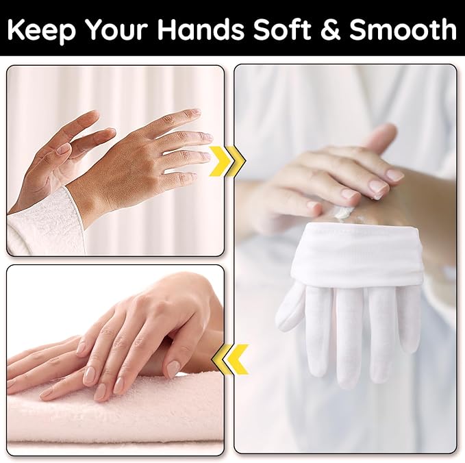 Segbeauty 24 Counts Moisturizing Gloves for Dry Hands, Cotton Hand Gloves Moisturizing Overnight, Washable White Gloves for Art Handling, Sleeping Gloves Thick Cotton Gloves for Men & Women Small
