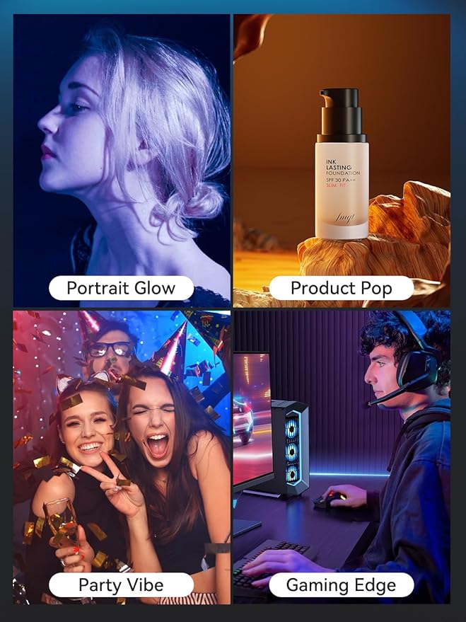 RGB Selfie Light for iPhone, Portable Phone Light Clip with 4 Light Modes & 10 Brightness Levels, Rechargeable 3000mAh Selfie Light for Phone, TikTok, Makeup, Zoom