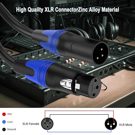 2 Pack, 25 FT XLR Male to Female Cable Professional Balanced Microphone Lead XLR Male to Female Cables, Extension Mic Cable Cord