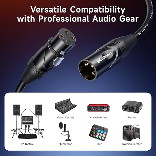 Cable Matters 2-Pack Premium Long XLR to XLR Cables - 50ft, Male to Female Microphone Cable, Oxygen-Free Copper (OFC) Mic Cord, Black