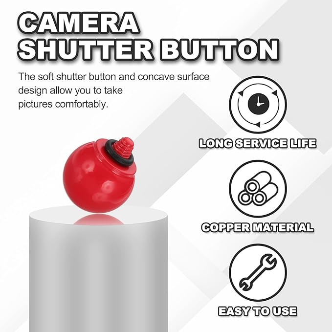 PATIKIL Camera Shutter Button, 10mm Ball Shape Shutter Release Button Pure Copper Camera Buttons for Fujifilm XT5 XT30 XT20 XT4 XE2 XE4, Red