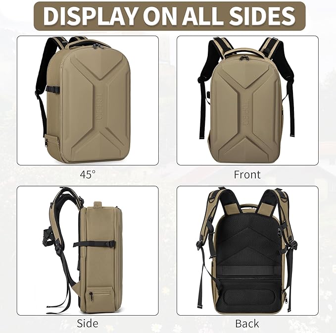 Camera Backpack, Hardshell DSLR Photography Camera Bag with Rain Cover, Waterproof Hard Shell Camera Case with Tripod Holder & 15.6" Laptop Compartment Compatible with Canon/Nikon/Sony/DJI Mavic Drone