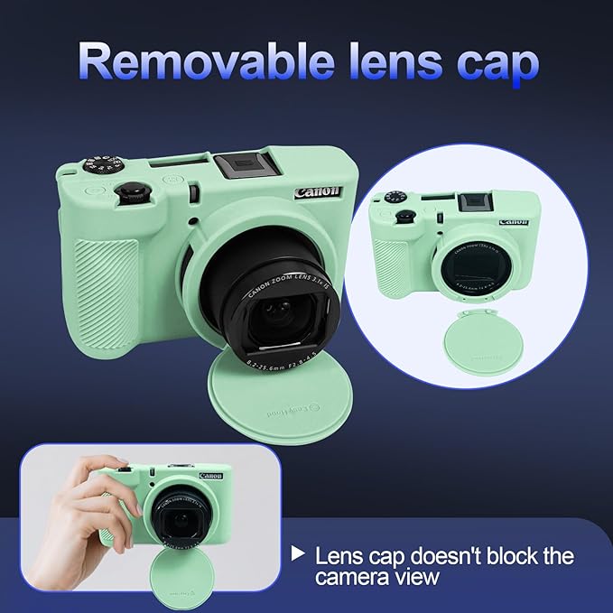 EASY HOOD V1 Case, Silicone Camera Cover with Removable Lens Cover, Soft Protector Lightweight Carrying Body Skin for Canon PowerShot V1 Digital Camera - Light Green