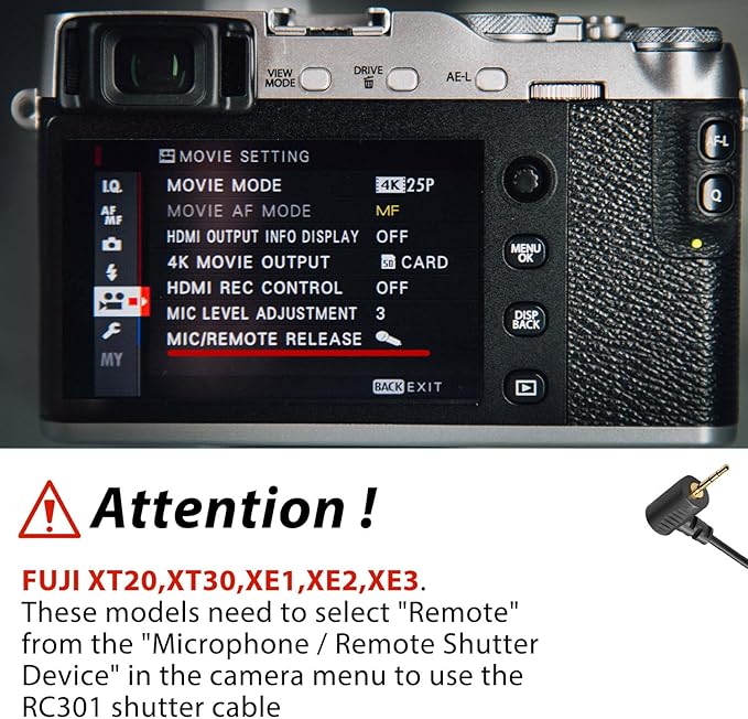 FeiyuTech Stabilizer Fuji Shutter Release Cable(Type c to trs2.5) for scorp/scorp c/min/Mni-P/scorp 2 to Fuji GFX100,GFX50SII,GFX100S,GFX50S/50R,X-H2S,X-H2,XT5,XT2(FY-2.5mm Fuji)