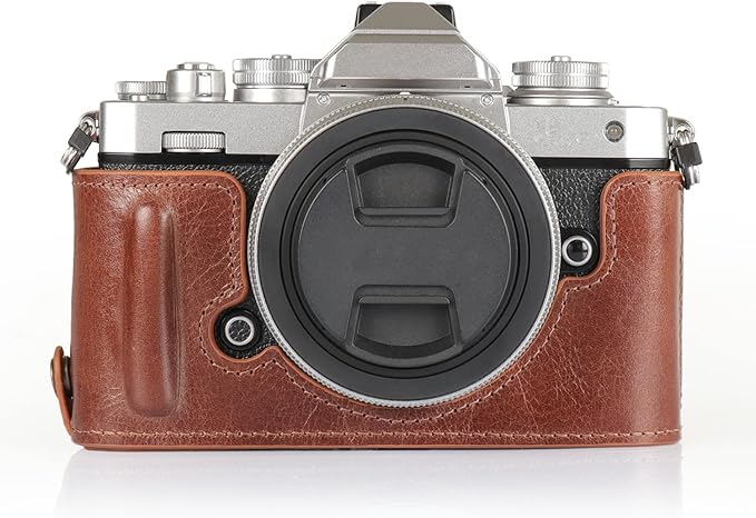 MegaGear MG2016 Ever Ready Genuine Leather Camera Half Case Compatible with Nikon Z fc (Brown)