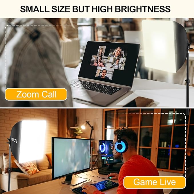 2Pack Professional Softbox Lighting Kit, 16'' x 16'' Studio Lights with 85W 2700-6500K E27 LED Bulbs, Continuous Lighting for Photography/Video Recording/Live Streaming
